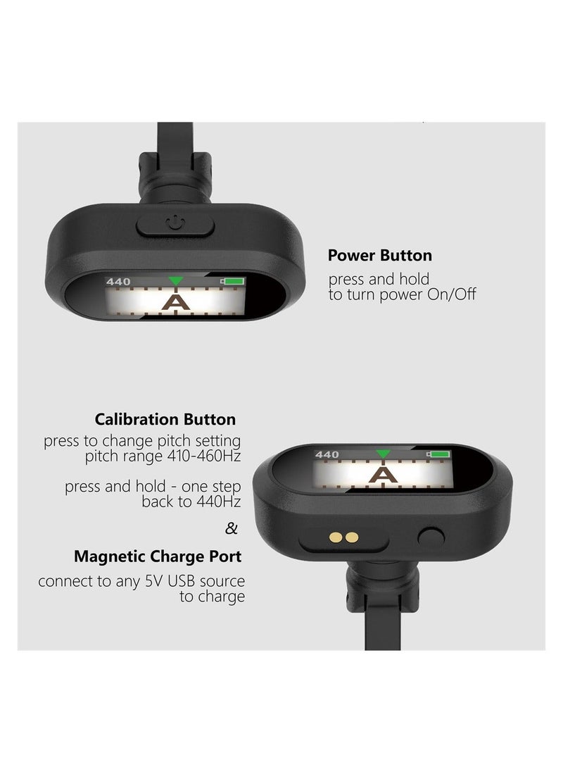 Generic Clip On Tuner Rechargeable, Chromatic Tuner for Guitar Bass Ukulele and Wind Instruments, Pitch 410-460Hz, High Definition TFT Screen Easy to Read in Bright Light, Quick & Accurate Tuning  - Image 3