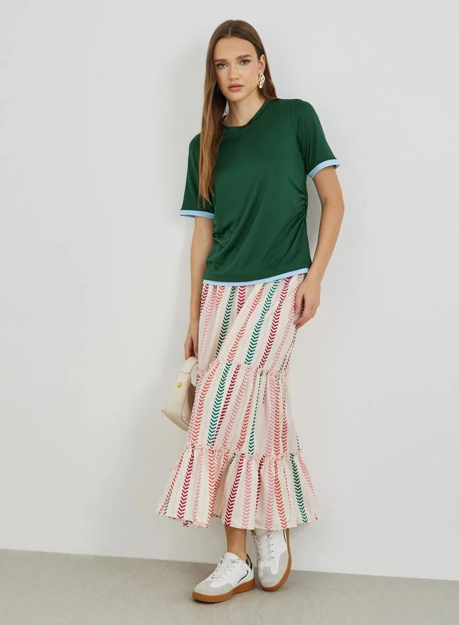 Take Two Take Two Color Block Side Ruched Detail T-Shirt