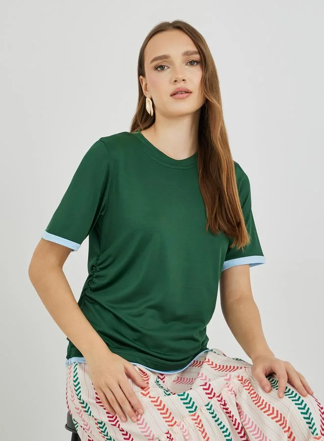 Take Two Take Two Color Block Side Ruched Detail T-Shirt