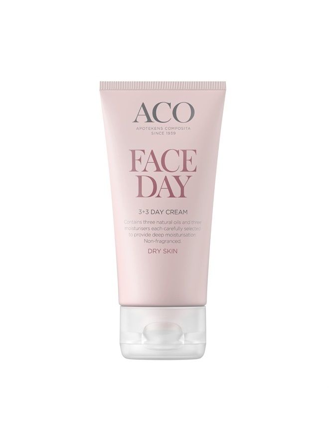 ACO 3+3 Day Cream | Contains 3 Oils Plus 3 Moisturizers | Deeply Hydrates | For Dry Skin | Fragrance Free | Vegan and Cruelty Free
