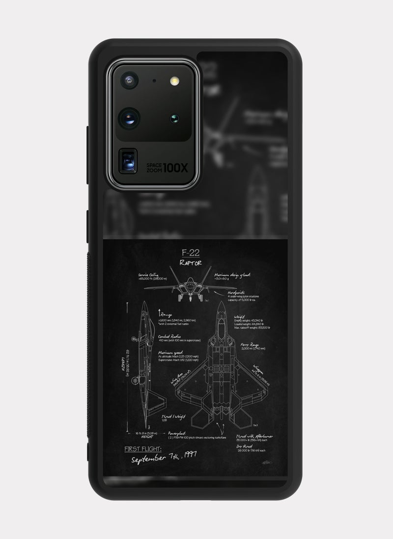 PXLAAT Samsung Galaxy S20 Ultra case cover F-22 Raptor Diagram - Image 1