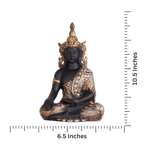 The Advitya Buddha Idol for Home Decor Items|Buddh/Gautam Buddha/Shakyamuni Statue Figurine Showpiece for House Warming Birthday Corporate Gift|Home Decoration Items for Living Room (Golden & Black) - Image 4
