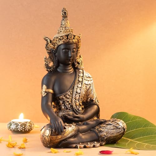The Advitya Buddha Idol for Home Decor Items|Buddh/Gautam Buddha/Shakyamuni Statue Figurine Showpiece for House Warming Birthday Corporate Gift|Home Decoration Items for Living Room (Golden & Black) - Image 3