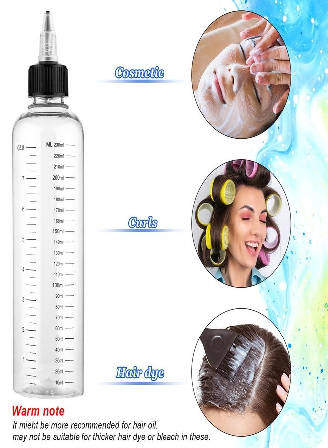 COMNICO 4 Pack Applicator Bottle for Hair, 8.5oz Soft Squeeze Empty Oil Dispenser Hair Color Applicator Root Hair Dye PET Plastic Refillable Bottles for Salon Sylist with Graduated Scale and Twist Top - Image 4