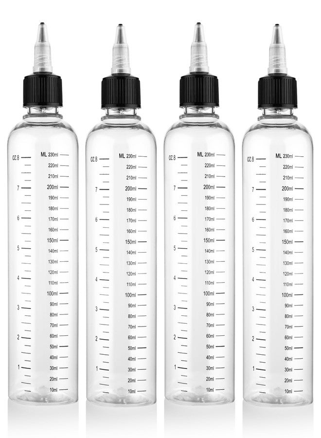 COMNICO 4 Pack Applicator Bottle for Hair, 8.5oz Soft Squeeze Empty Oil Dispenser Hair Color Applicator Root Hair Dye PET Plastic Refillable Bottles for Salon Sylist with Graduated Scale and Twist Top - Image 1