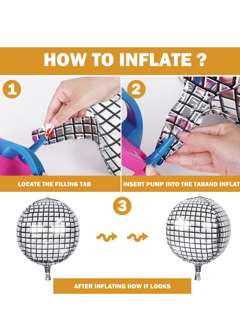 8 PCS 22Inch Silver Disco Ball Balloons, 4D Large Foil Balloons with Metallic Star for 70s Disco Dance Birthday Party Graduation New Year Decoration - Image 4