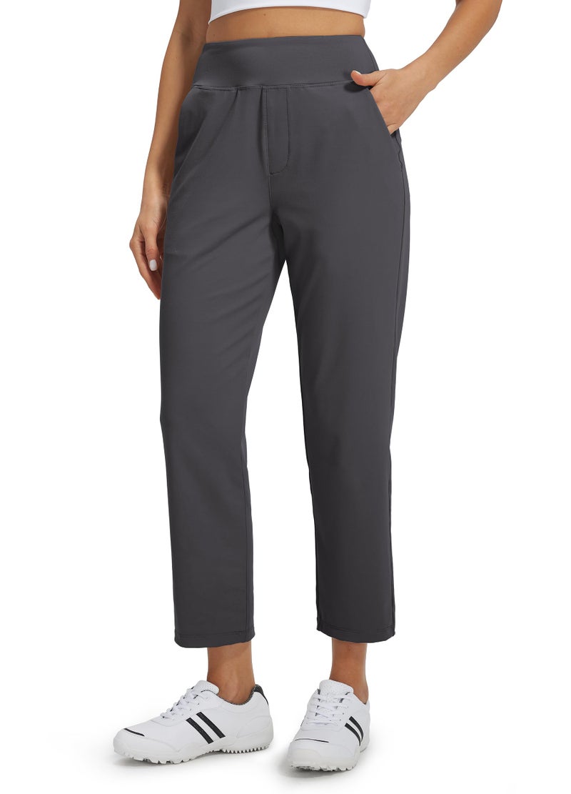Libin Women's Pants with 4 Pockets Golf Pants 25''High Waisted Stretchy Ankle Pant for Travel Casual Athletic Busniess Work Dark Grey L - Image 1