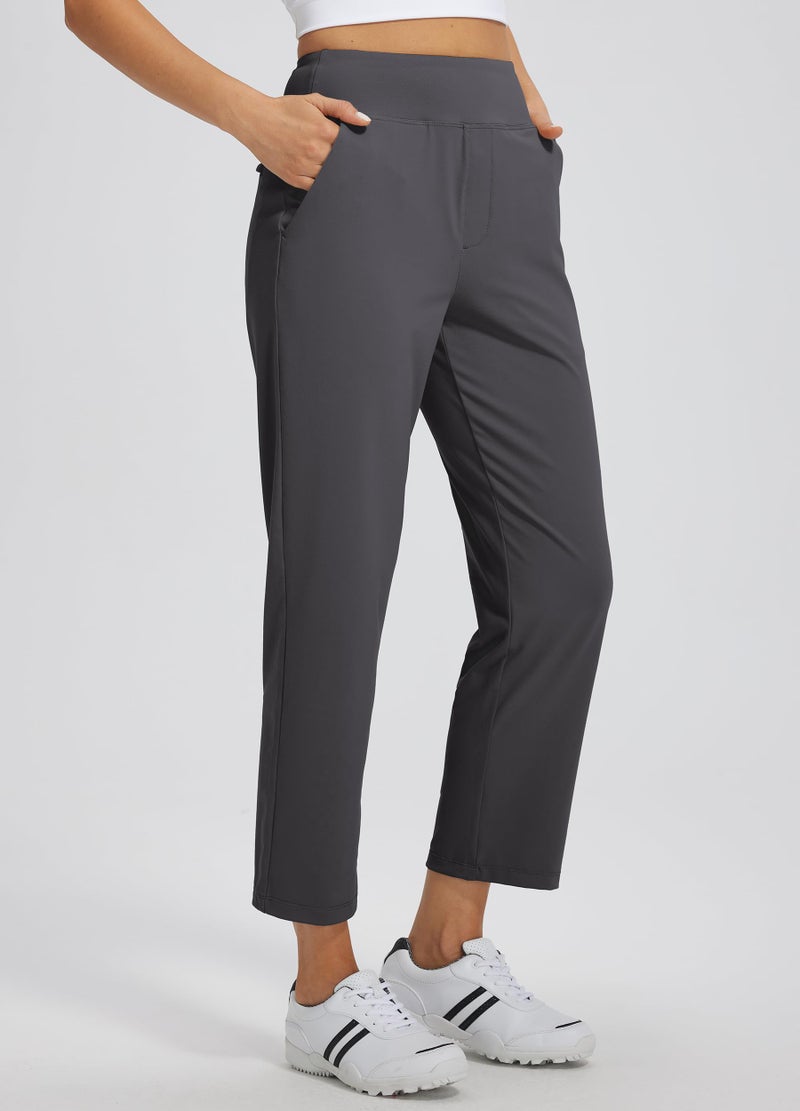 Libin Women's Pants with 4 Pockets Golf Pants 25''High Waisted Stretchy Ankle Pant for Travel Casual Athletic Busniess Work Dark Grey L - Image 2