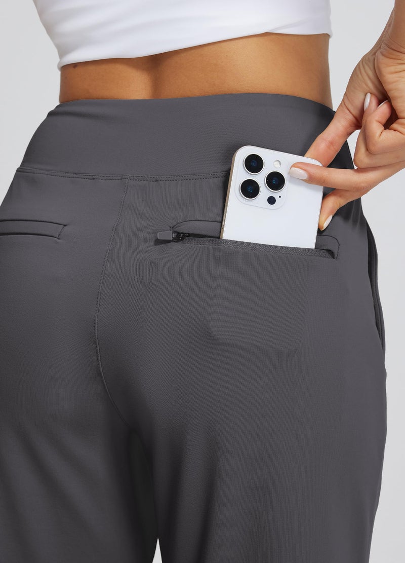 Libin Women's Pants with 4 Pockets Golf Pants 25''High Waisted Stretchy Ankle Pant for Travel Casual Athletic Busniess Work Dark Grey L - Image 3