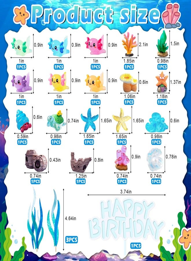 Knana 23Pcs Axolotl Birthday Decorations Axolotl Cake Topper Axolotl themed Happy Birthday Cake Decorations for Ocean Party - Image 2