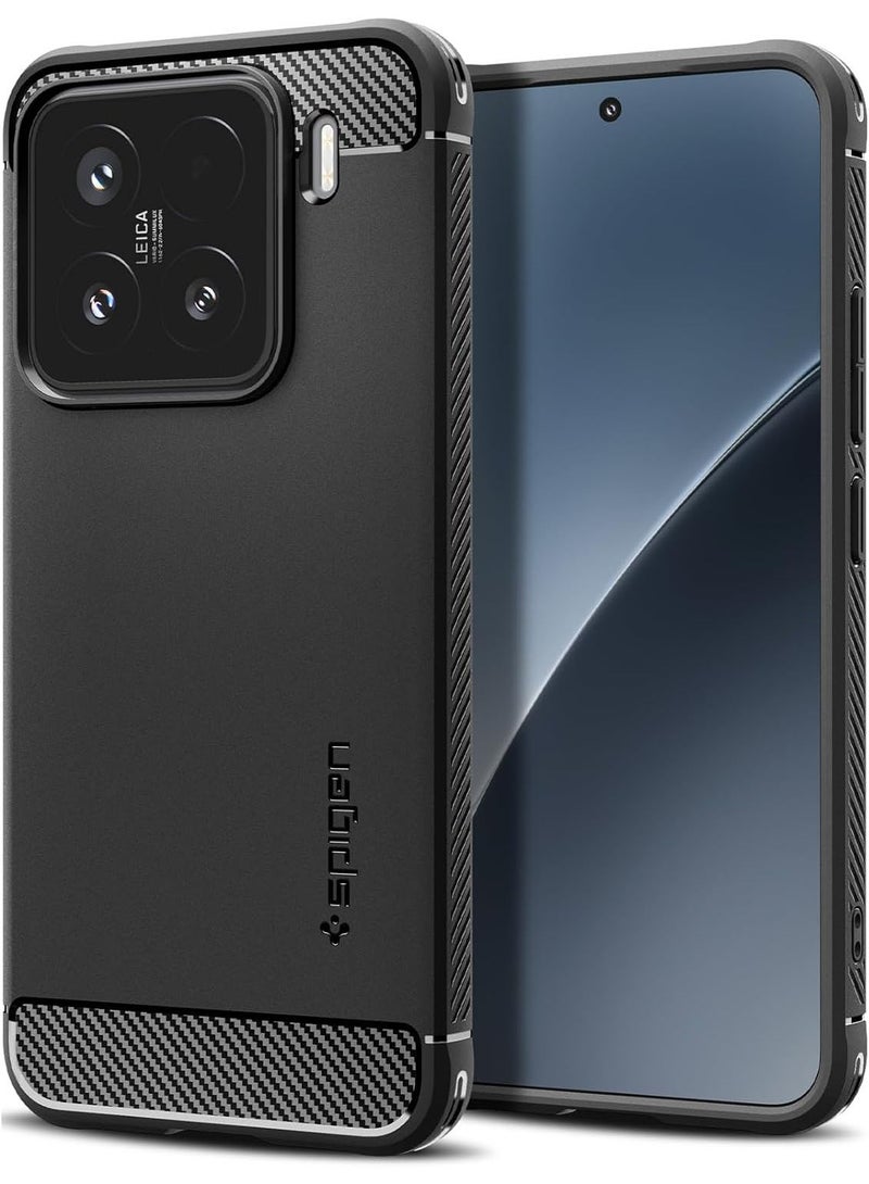 Spigen Rugged Armor for Xiaomi 15 Case Cover with Carbon Fiber accents - Matte Black  - Image 1