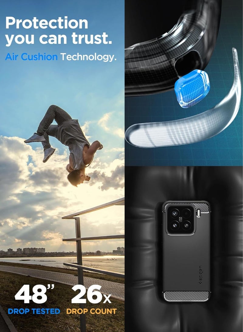 Spigen Rugged Armor for Xiaomi 15 Case Cover with Carbon Fiber accents - Matte Black  - Image 3