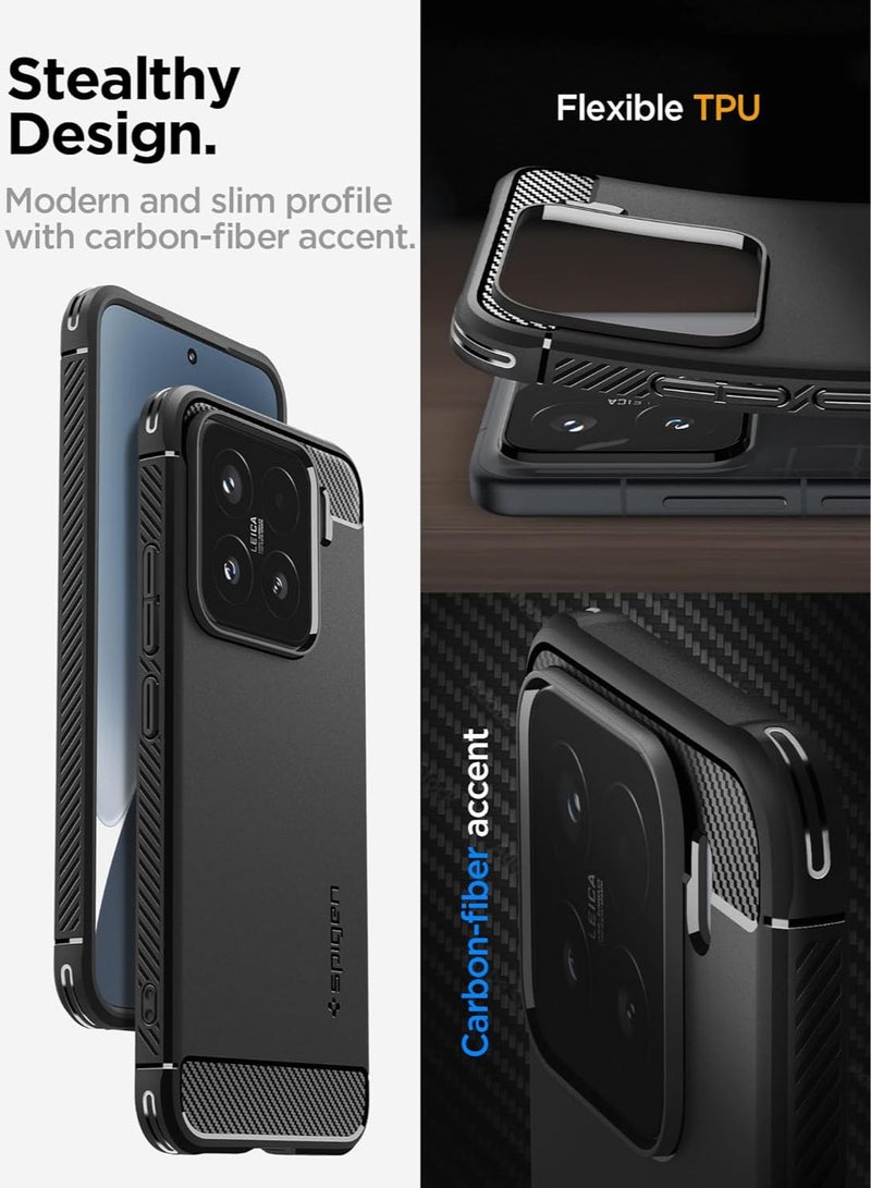 Spigen Rugged Armor for Xiaomi 15 Case Cover with Carbon Fiber accents - Matte Black  - Image 4