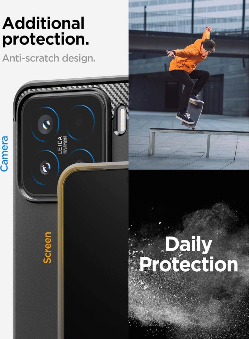 Spigen Rugged Armor for Xiaomi 15 Case Cover with Carbon Fiber accents - Matte Black  - Image 5