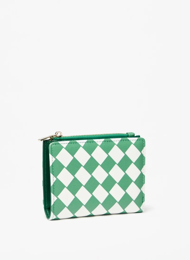 Flora Bella By Shoexpress Womens Checked Bi Fold Wallet with Button Closure Ramadan Collection