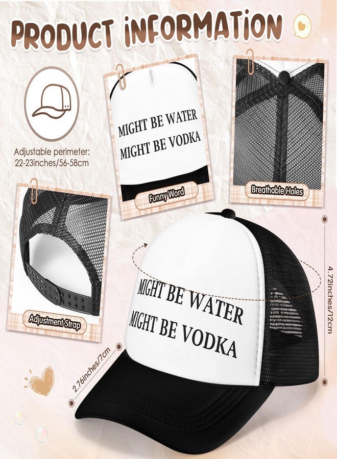 JaGely Trucker Hat for Women Trucker Hat Joke Baseball Cap Classic Adjustable Cap for Women Men Gifts(Might Be Water Might Be Vodka,Black) - Image 2