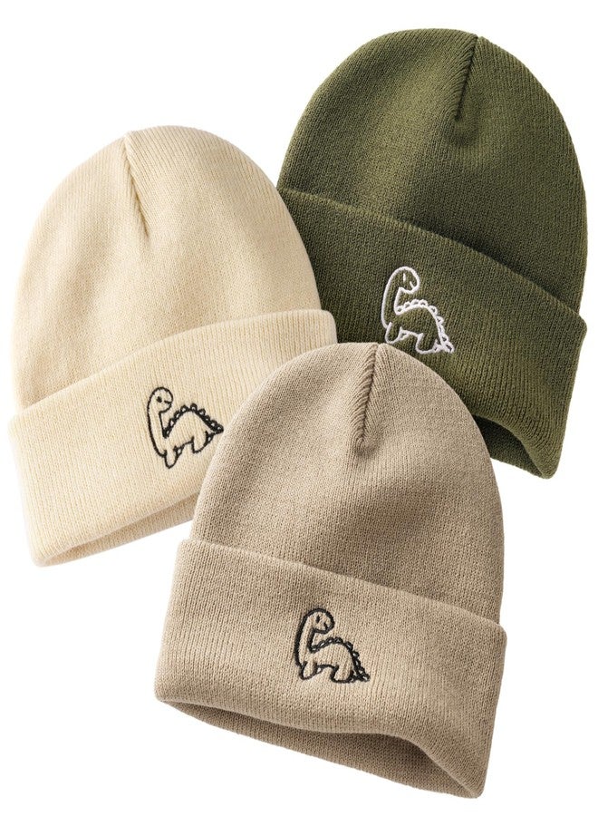FURTALK Toddler Beanie Cute Dinosaur Pattern Winter Hat Knit Boys Girls Warm Baby Embroidered Beanies Cap for 0-3 Years - Image 1