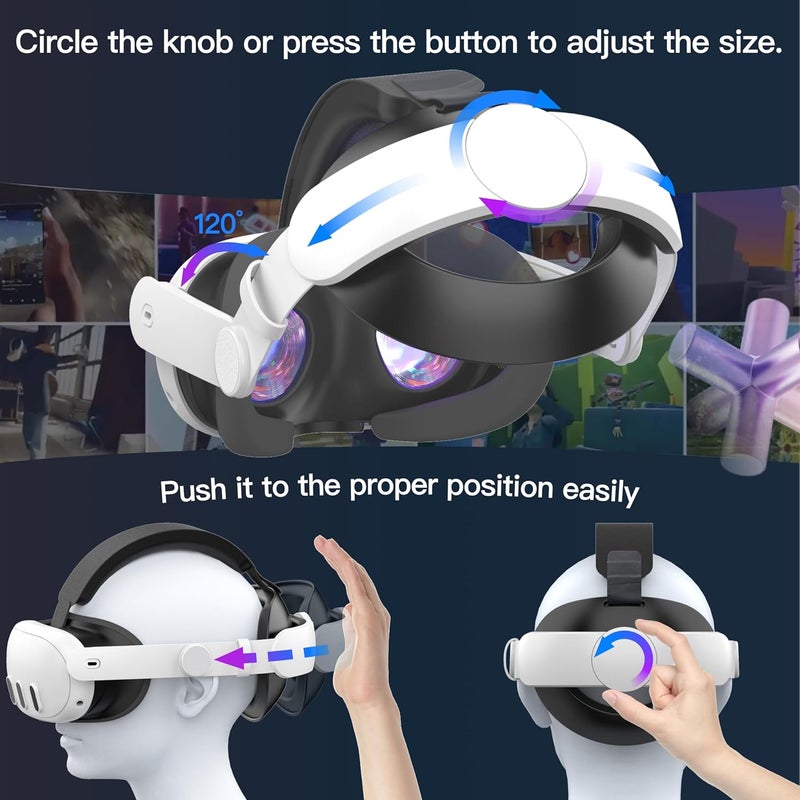 DamonLight Head Strap Compatible with Oculus Quest 3 and Quest 4, 2023 Released, Adjustable Comfortable headsets Elite Replacement Strap for Meta Quest 3 - Image 4
