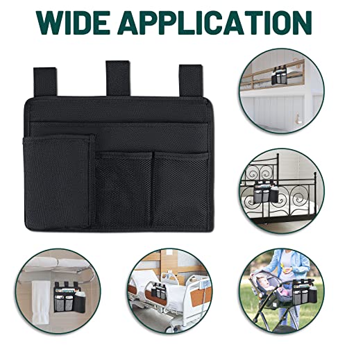 AKAYOK Bedside Caddy Organizer - Bed Organizer Caddy for Remotes Control Phone Glasses Magazines Tablets Accessories - Wheelchair Bag for Hospital Home Office Dorm Room (4 pocket) - Image 5