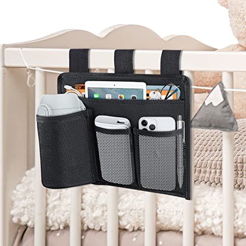 AKAYOK Bedside Caddy Organizer - Bed Organizer Caddy for Remotes Control Phone Glasses Magazines Tablets Accessories - Wheelchair Bag for Hospital Home Office Dorm Room (4 pocket) - Image 1