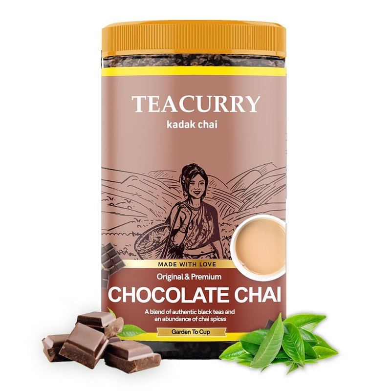 Teacurry Chocolate Flavour Chai (50 cups, 100 Grams) - Natural Exotic Traditional Chocolate Flavour Tea - Image 1