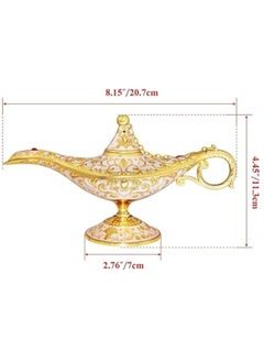 Lukadah Aladdin Genie Lamp Chirag Vintage Magic Wishing Light Arabian Costume Props Wedding Table Festival Metal Craft Tabletop Decor Crafts for Home Decoration & Gift for Party Anniversary Birthday (White)  - Image 3