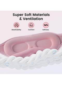 KHAJUL 3D Eye Sleep Eye Mask for Men and Women for Calm Sleep | 100% Blackout Nose Bridge Design | Soft and Comfortable Eyeshadow Cover for Travel, Yoga, Napping - Pink  - Image 3