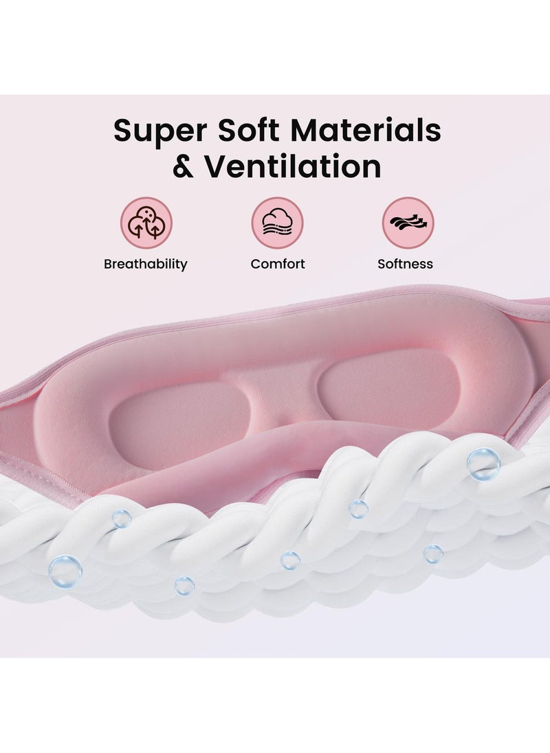 KHAJUL 3D Eye Sleep Eye Mask for Men and Women for Calm Sleep | 100% Blackout Nose Bridge Design | Soft and Comfortable Eyeshadow Cover for Travel, Yoga, Napping - Pink  - Image 3