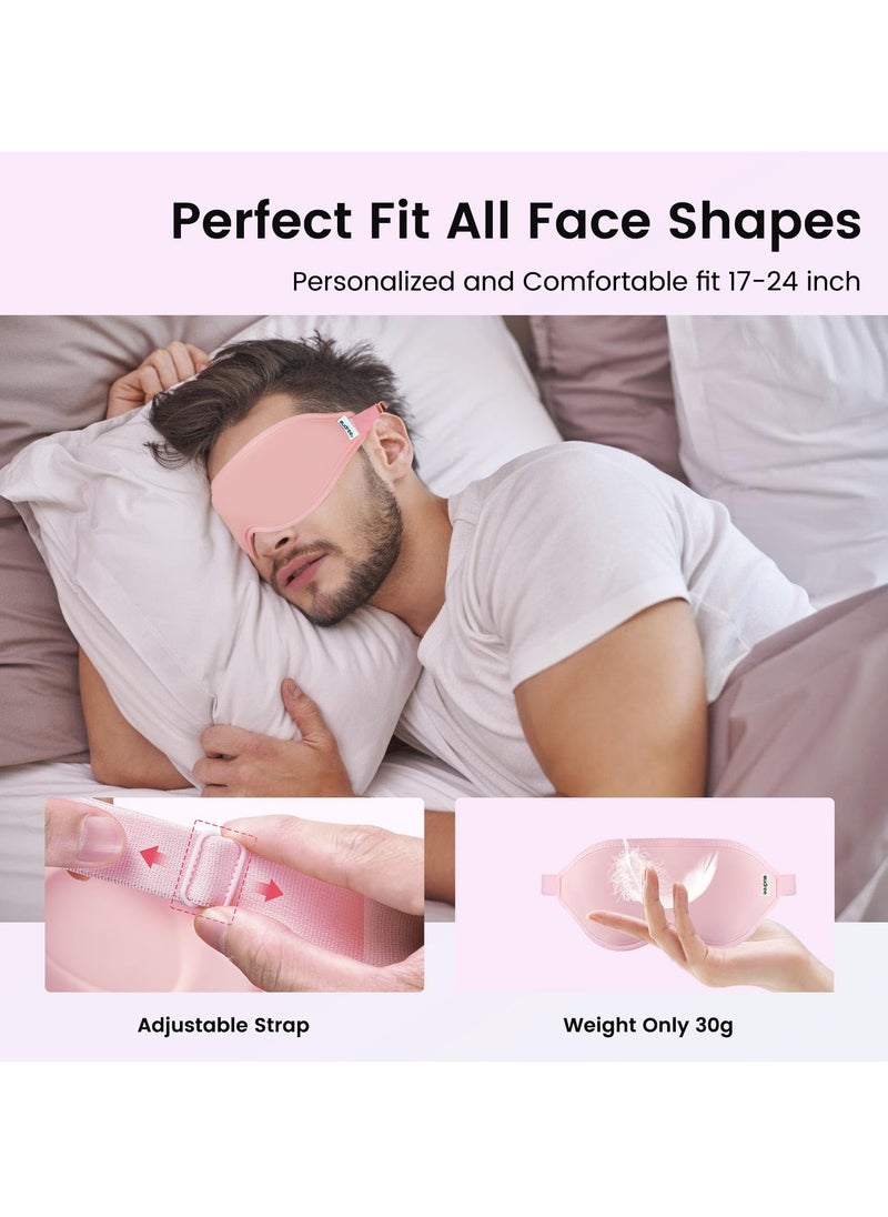 KHAJUL 3D Eye Sleep Eye Mask for Men and Women for Calm Sleep | 100% Blackout Nose Bridge Design | Soft and Comfortable Eyeshadow Cover for Travel, Yoga, Napping - Pink  - Image 5