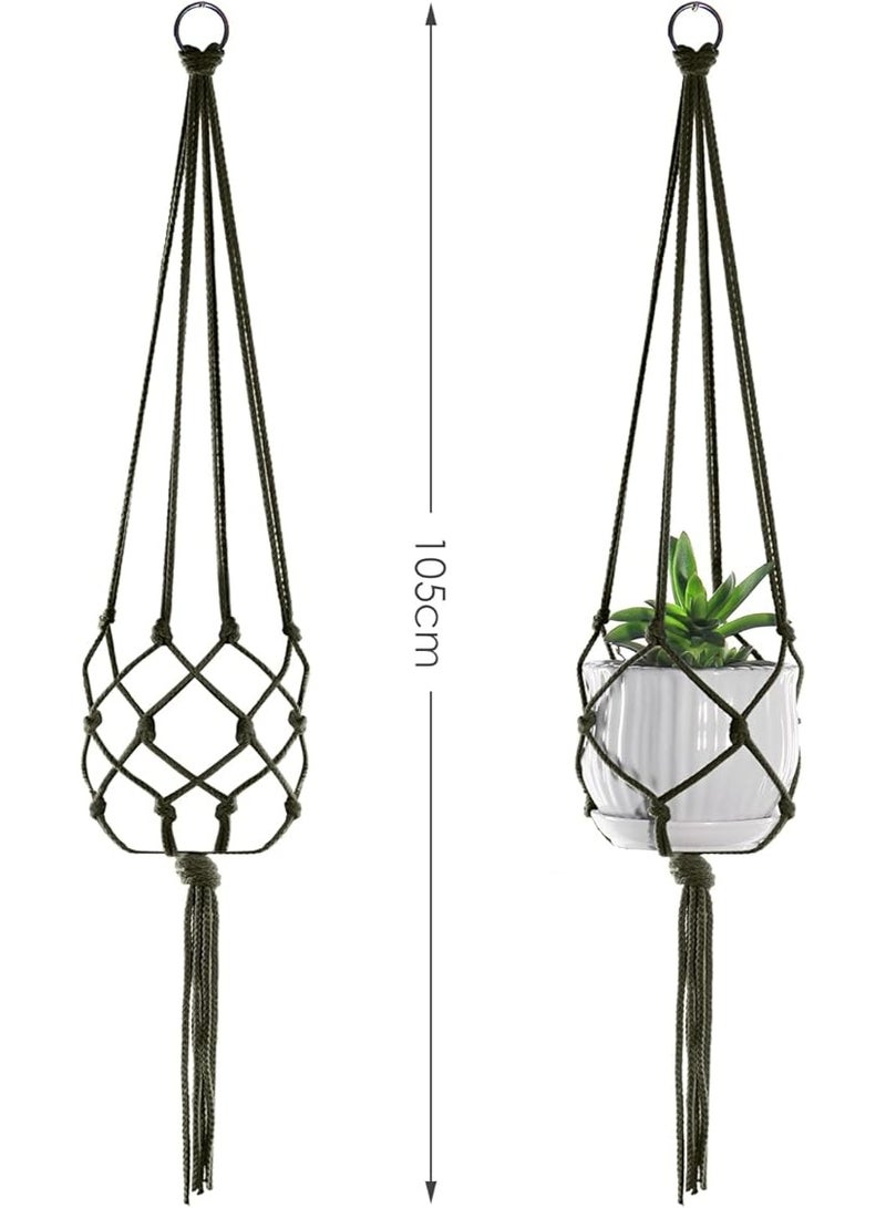 انتيكيانو مكرمية معلقة نباتات – ديكور يدوي من القطن – الطول ‎105‎ سم. - Image 2