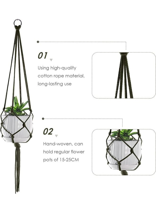 انتيكيانو مكرمية معلقة نباتات – ديكور يدوي من القطن – الطول ‎105‎ سم. - Image 3