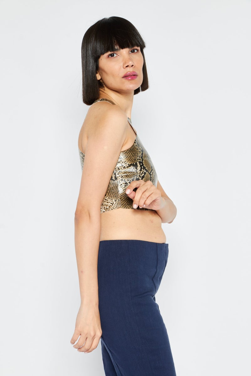 Missguided Women Round Neck Sleeveless Animal Print Tank Top, Grey - Image 4