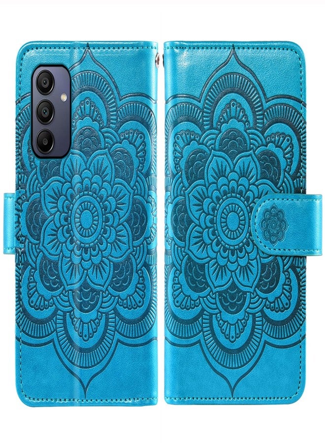 Asuwish Phone Case for Samsung Galaxy A15 5G Wallet Cover with Tempered Glass Screen Protector and Flower Leather Flip Credit Card Holder Stand Wrist Strap Cell Accessories A 15 4G 15A Women Men Blue - Image 5
