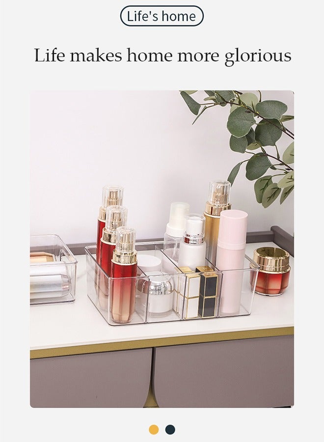 DUNISO 2 Pcs detachable cosmetic storage box, jewelry display box, multifunctional PET transparent storage box, stationery storage box, with 4 compartments, suitable for use in offices,bedrooms, bathrooms - Image 4