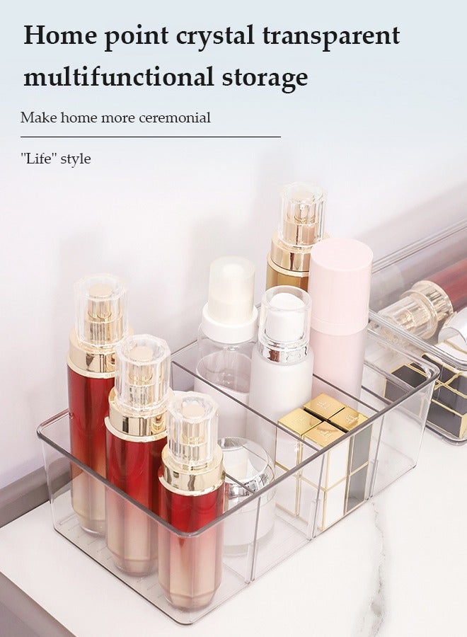 DUNISO 2 Pcs detachable cosmetic storage box, jewelry display box, multifunctional PET transparent storage box, stationery storage box, with 4 compartments, suitable for use in offices,bedrooms, bathrooms - Image 2