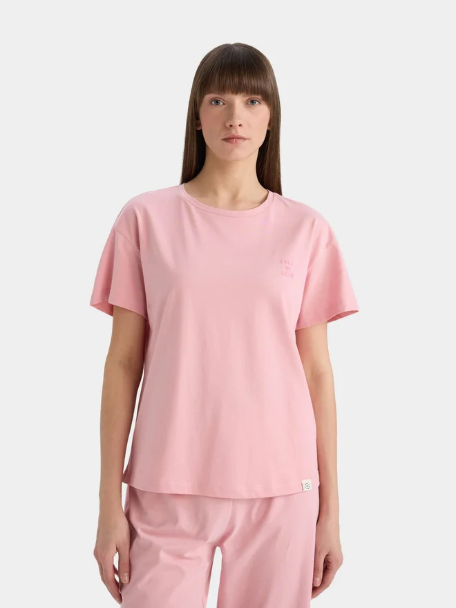 DeFacto DeFacto Solid Short Sleeve Regular Fit T-Shirt and Pyjama Set