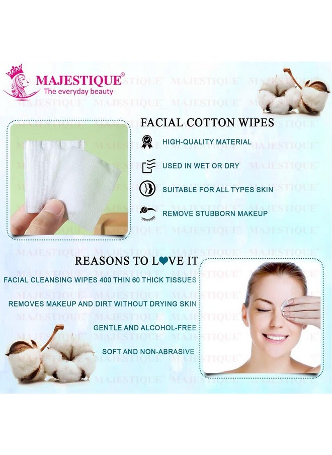 MAJESTIQUE Cotton Face Pads, Makeup Removing Cotton Wipes With Soft Touch For Eye, Face Cleansing Tissues, Pure Cotton Pad, Multifunctional, Cotton Pads For Face Toner 460 Count / 1 Box  - Image 3