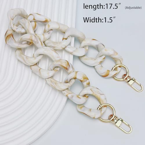 AUMEY DIY Resin Bag Strap Plastic Ladies Bag Chain Shoulder Cross Body Bag Handbag Purse Replacement Chain Strap Set with Buckles (SZL04-Beige) - Image 2