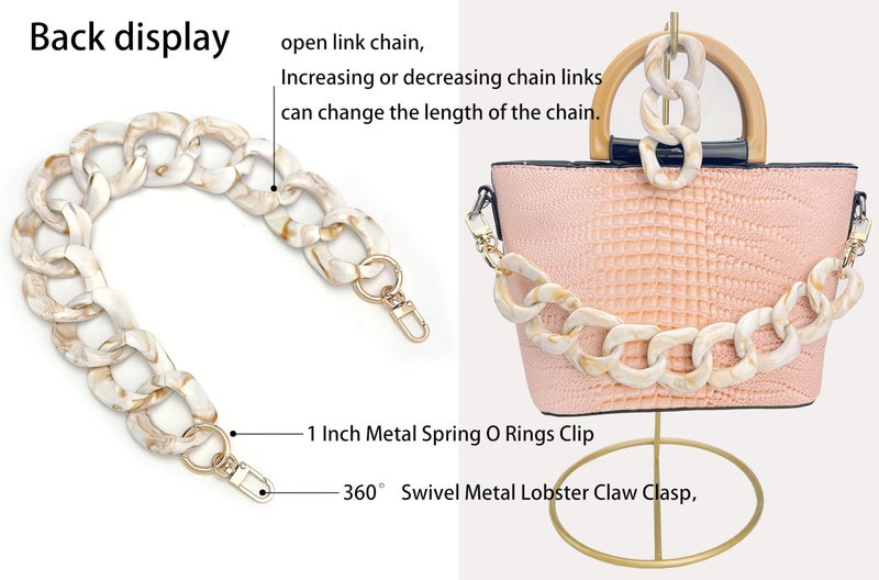 AUMEY DIY Resin Bag Strap Plastic Ladies Bag Chain Shoulder Cross Body Bag Handbag Purse Replacement Chain Strap Set with Buckles (SZL04-Beige) - Image 3
