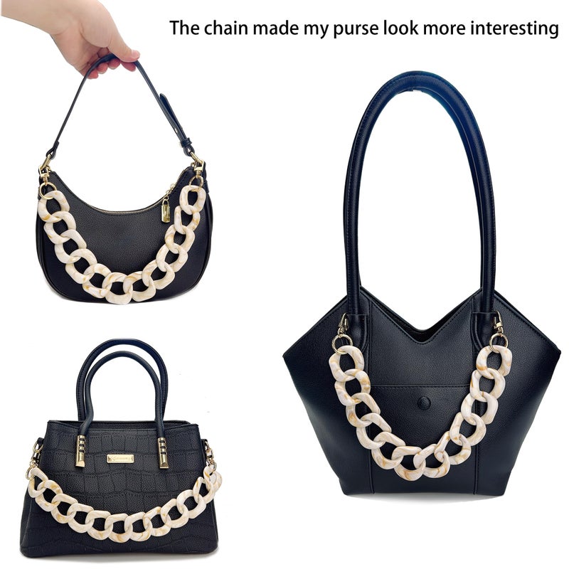 AUMEY DIY Resin Bag Strap Plastic Ladies Bag Chain Shoulder Cross Body Bag Handbag Purse Replacement Chain Strap Set with Buckles (SZL04-Beige) - Image 4