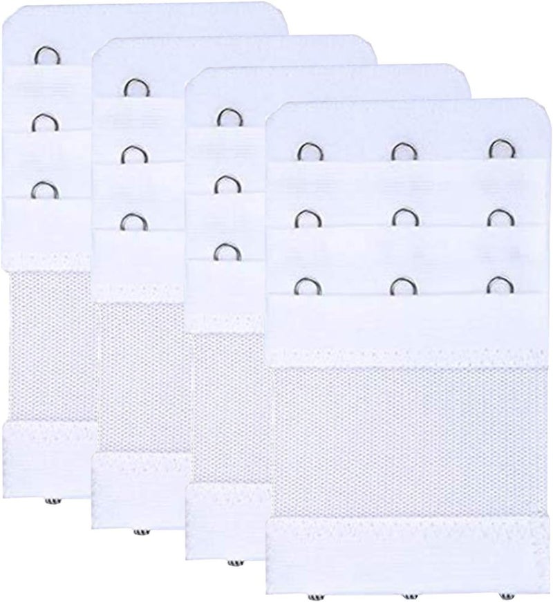 KTOBTEL Bra Extender 3 Hooks 3 Rows Elastic Bra Band Hook Strap Extensions for Women, Pack of 4 - Image 1