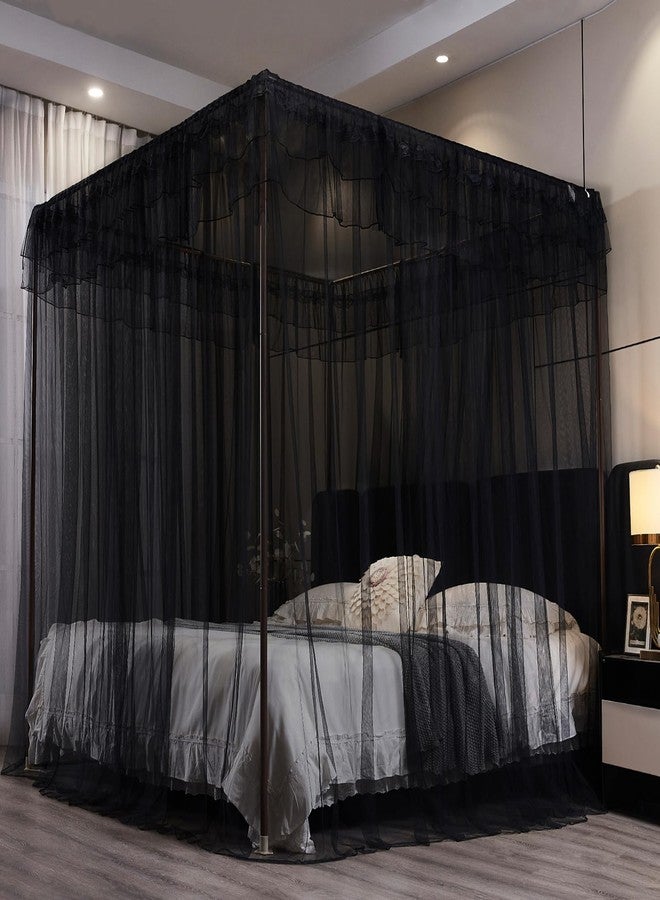 Kertnic Black Canopy Bed Curtains for Girls & Adults, Queen King Bed Canopy Drapes Netting, Practical Mosquito Net for Bed (King- 86" W*78" L*82" H) - Image 2