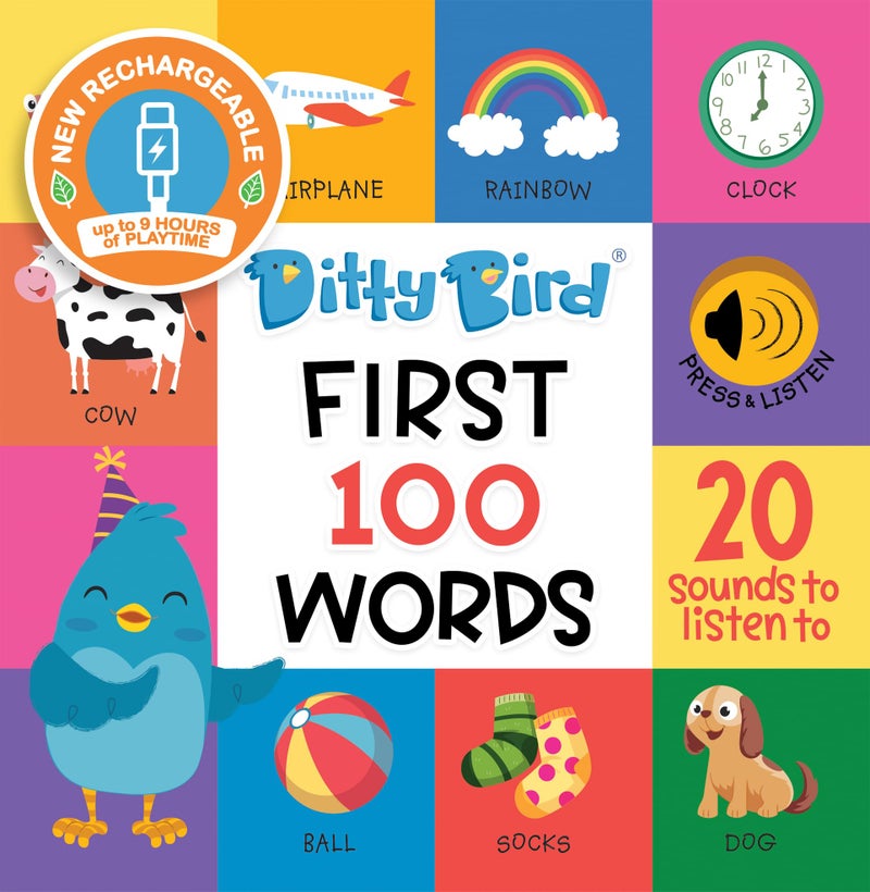 Ditty Bird كتب ديتى بيرد المتحدثة 100 كلمة | مفردات ممتعة وتعلم الكلام للأطفال الرضع | كتب لوحية للأطفال من 1-3 سنوات | كتب تفاعلية للأطفال مع صور رائعة | كتب صوتية متينة للأطفال الرضع - Image 2