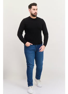 Sorbino Men Crew Neck Long Sleeve Plain Sweater, Black  - Image 4