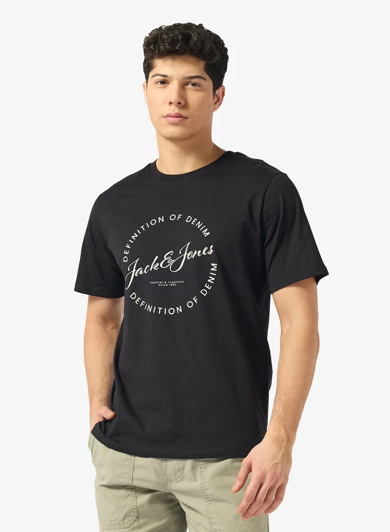 جاك اند جونز تيشيرت بياقة دائرية برسومات