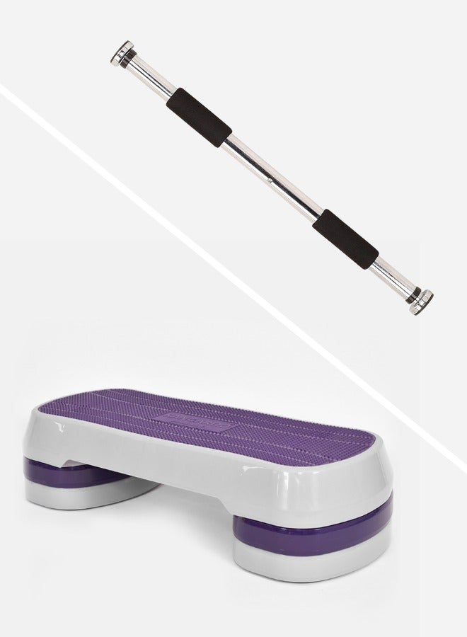 كانجرو مجموعة منصة التمارين (ستيب) وعقلة الباب من كانجرو – طقم 2 في 1 للتمارين المنزلية للياقة البدنية وتمارين القوة وكامل الجسم - Image 1