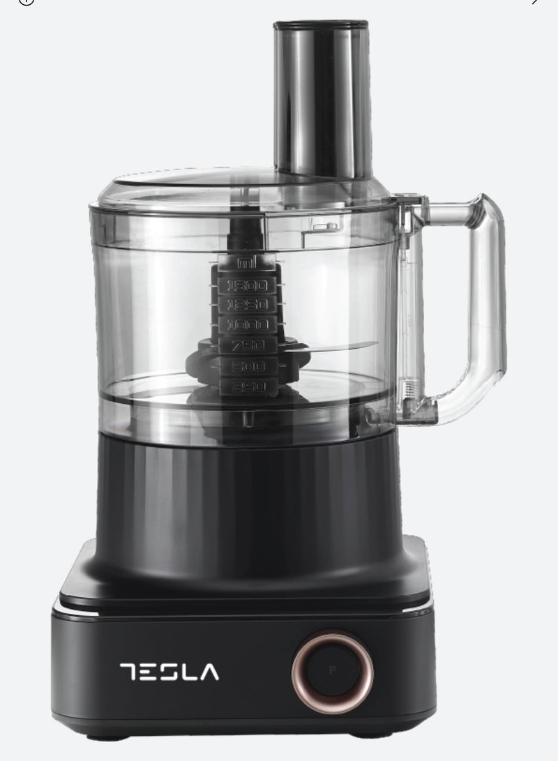 تسلا محضر طعام  1000 واط بوعاء بسعة 2.3 لتر  35 وظيفة (الخلط، الطحن، الخفق، التقطيع، الفرم، التقطيع المكعب، الهرس) لون اسود لؤلؤي،  ٦ سرعات شاشة ليد ملونة " - Image 1