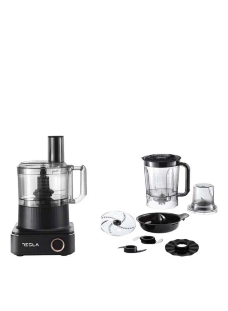 تسلا محضر طعام  1000 واط بوعاء بسعة 2.3 لتر  35 وظيفة (الخلط، الطحن، الخفق، التقطيع، الفرم، التقطيع المكعب، الهرس) لون اسود لؤلؤي،  ٦ سرعات شاشة ليد ملونة " - Image 2