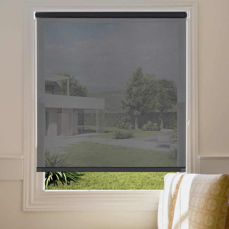 Persilux Persilux Solar Blinds for Windows Shades UV Protection Window Blinds 36 W x 72 H Black Flame Retardant 5 Openness Semi Sheer Roller Shades Blinds for Home Office Kitchen Easy to Install 