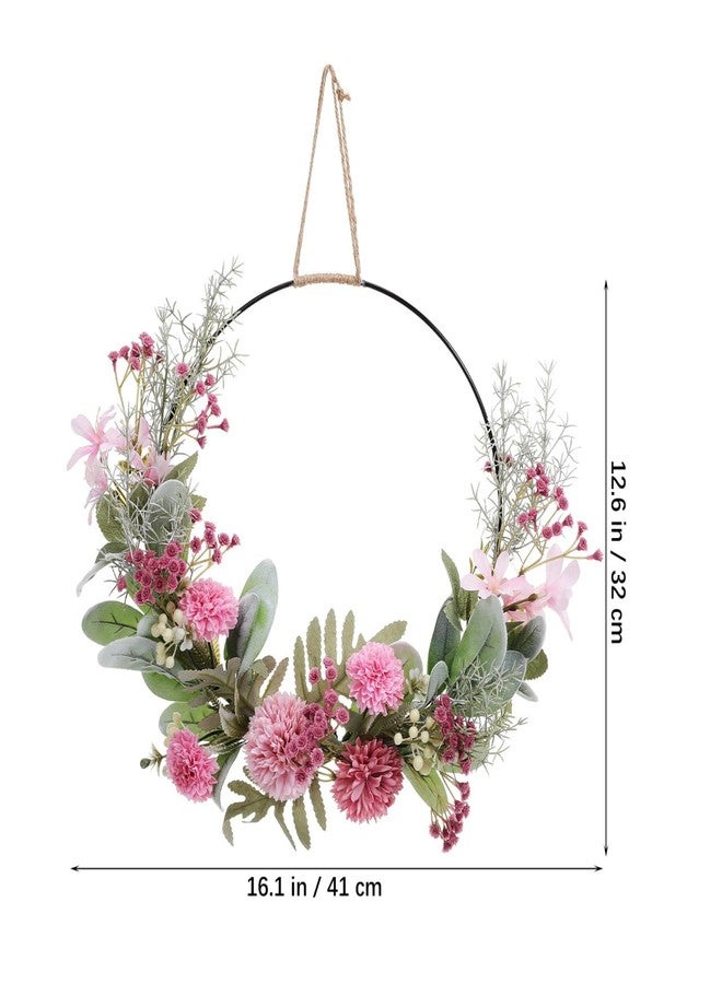 ULDIGI Large Artificial Flower Wreath Pendant Hoop with Pink Faux Floral Greenery for Outdoor Indoor Spring Summer Fall Winter Wedding Front Home Door Ring Decoration Season Celebrations - Image 5